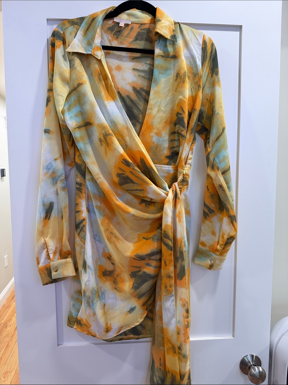 Woman’s tie dye wrap dress